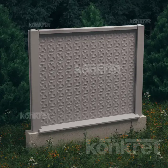 Betonový plot Flower (KM200), výška 150 cm, šedá (standardní)
