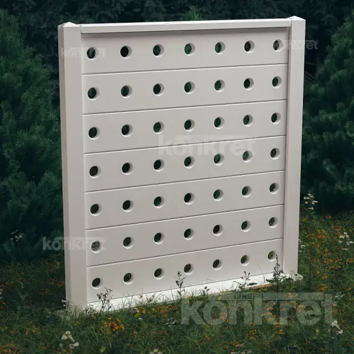 Betonový plot Lights (KV202), výška 210 cm, bílý (prémiový)
