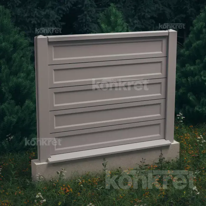 Betonový plot Smooth-Rebated (KS900), výška 150 cm, šedý (standardní)