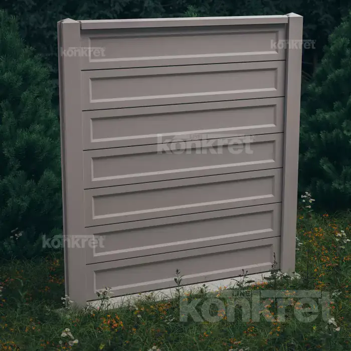 Betonový plot Smooth-Rebated (KS900), výška 210 cm, šedý (standardní)